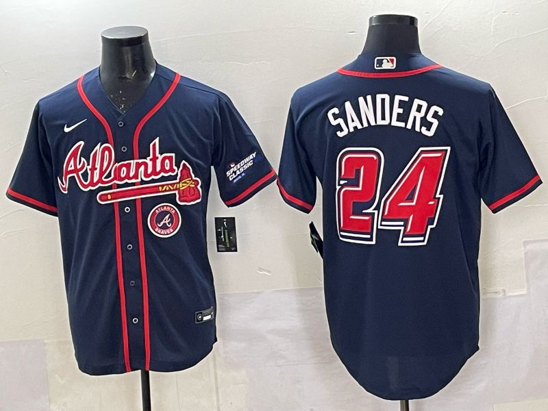 Men Atlanta Braves Nike #24 Sanders Blue 2025 MLB Jersey 06->atlanta braves->MLB Jersey